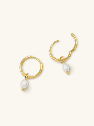 PEARL DROP SMALL HOOPS
