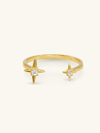 TWO STAR ADJUSTABLE OPEN RING
