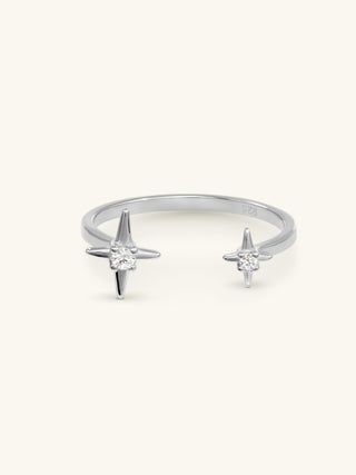 TWO STAR ADJUSTABLE OPEN RING
