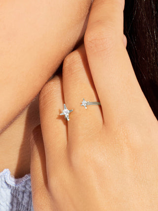 TWO STAR ADJUSTABLE OPEN RING
