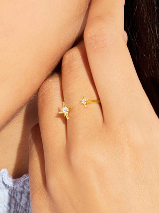 TWO STAR ADJUSTABLE OPEN RING
